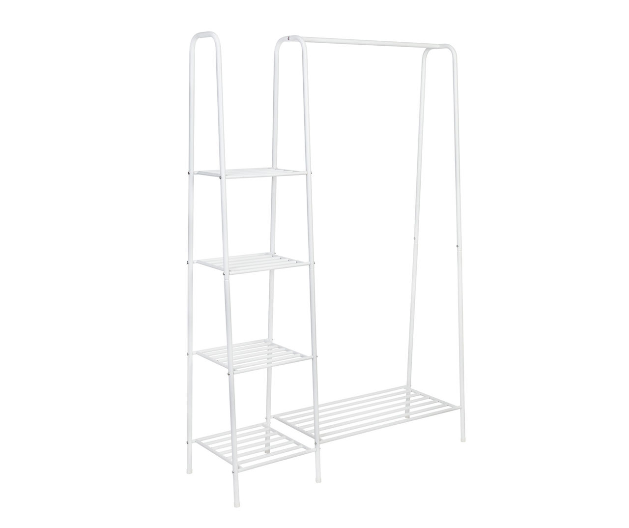 Honey Can Do Freestanding Closet with Rack and Shelves Matte White