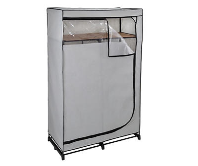 Gray 46" Double-Door Wide Portable Wardrobe With Cover