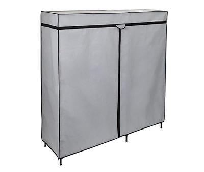 Gray 60" Double-Door Wide Portable Wardrobe With Cover