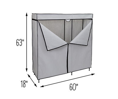 Gray 60" Double-Door Wide Portable Wardrobe With Cover