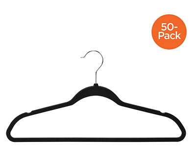 Black Slim Rubber Hangers, 50-Pack