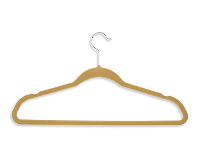 Tan Slim-Profile Non-Slip Velvet Hangers, 50-Pack