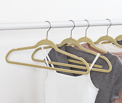 Tan Slim-Profile Non-Slip Velvet Hangers, 50-Pack