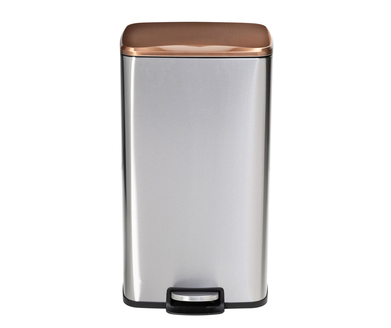 Silver & Rose Gold Stainless Steel 2-Piece Pedal Soft-Close Trash Can Set