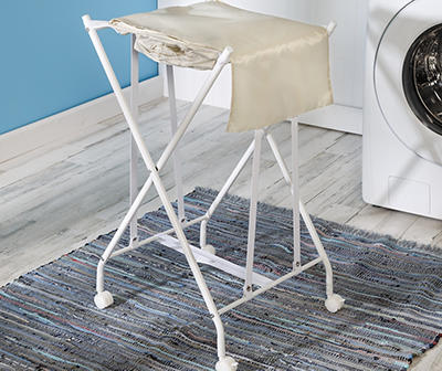 White & Beige Bounce-Back Laundry Hamper