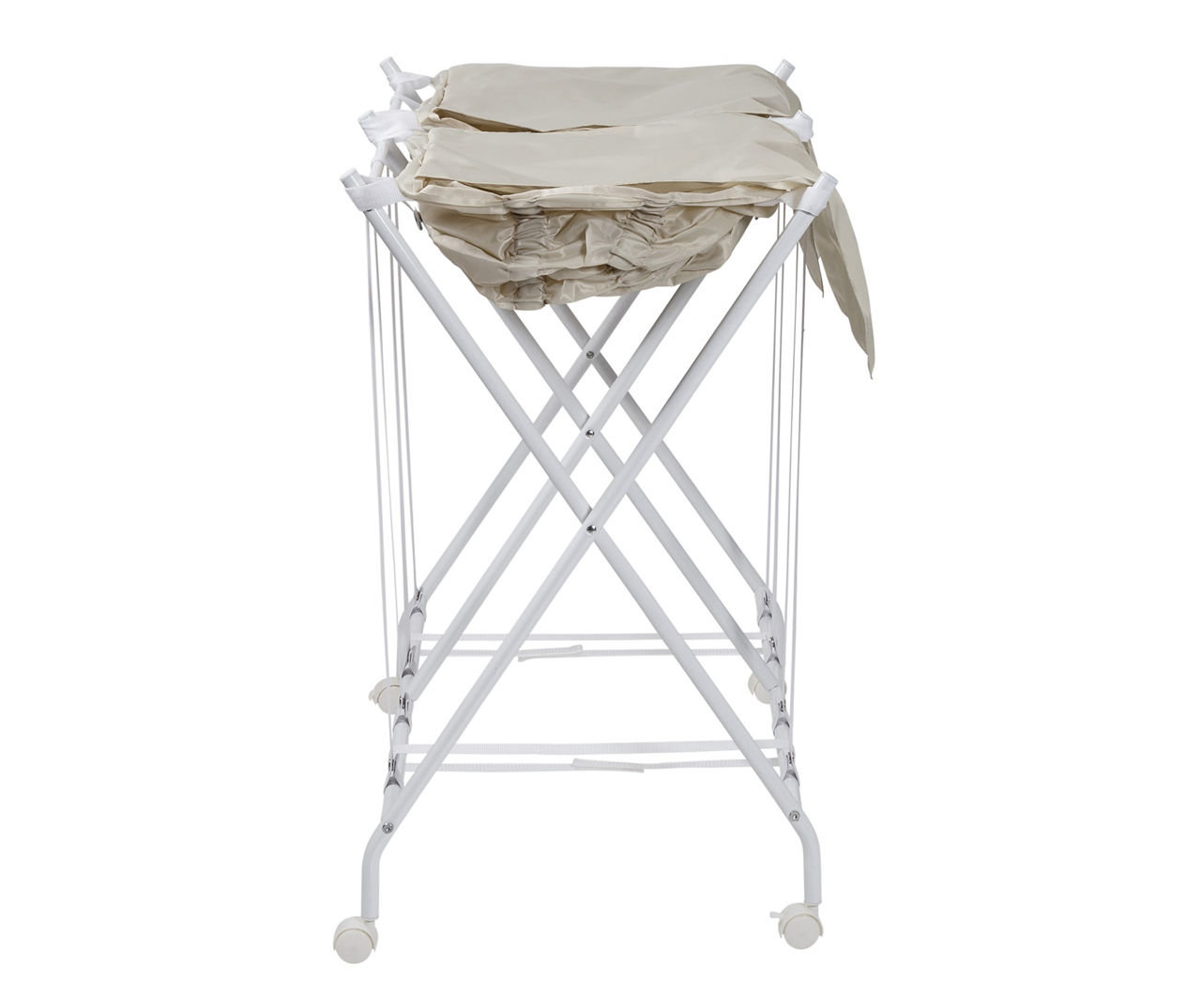 White & Beige Double Bounce-Back Laundry Hamper