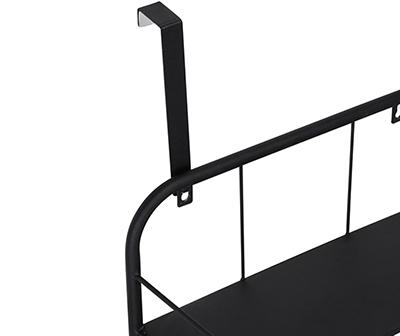 Black  Wall-Mounted Hamper With Shelf