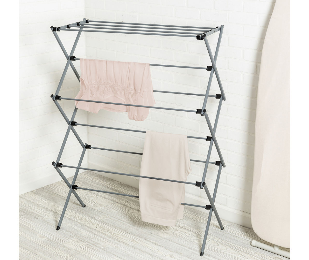 Brookstone Clothes Drying Rack, Foldable Large Drying Hanger for Indoor and Outdoor Use, Gray