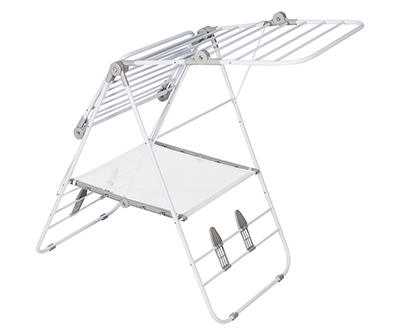 White Expandable Folding-Wing Drying Rack