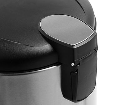 Stainless Steel & Black 8-Gal. Round Pedal Soft-Close Trash Can