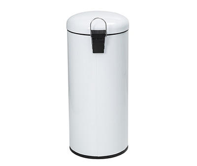 White Stainless Steel 8-Gal. Round Pedal Soft-Close Trash Can