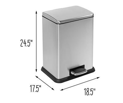 Stainless Steel 15.3-Gal. Rectangular Pedal Soft-Close Trash Can