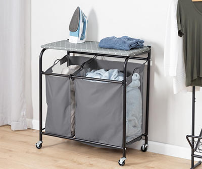 Gray Double Laundry Sorter & Ironing Table