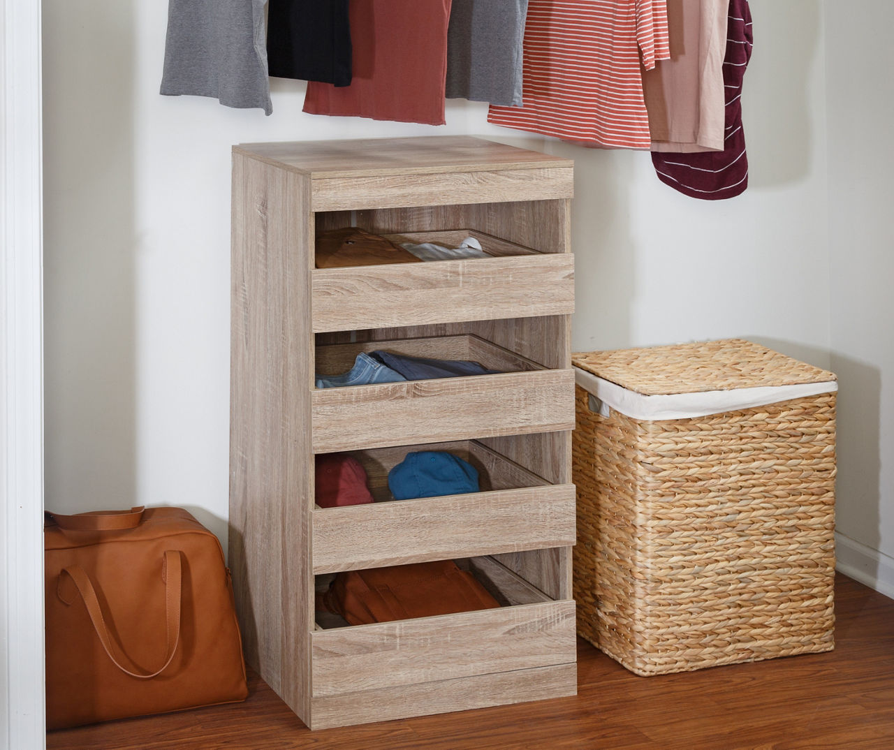 Brown 4-Drawer Stackable Storage Cabinet