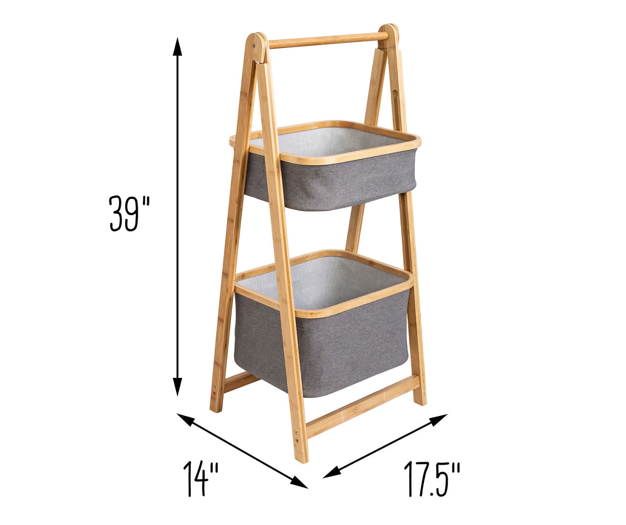Gray & Natural Bamboo 2-Tier Collapsible A-Frame Shelf