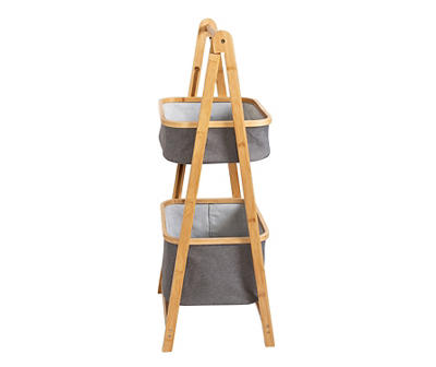 Gray & Natural Bamboo 2-Tier Collapsible A-Frame Shelf