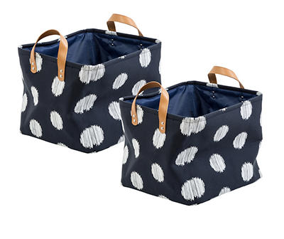Navy & White Dots Canvas Storage Totes, 2-Pack