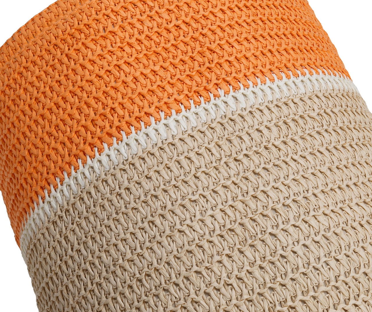 Natural & Orange 3-Piece Paper Straw Nesting Storage Basket Set