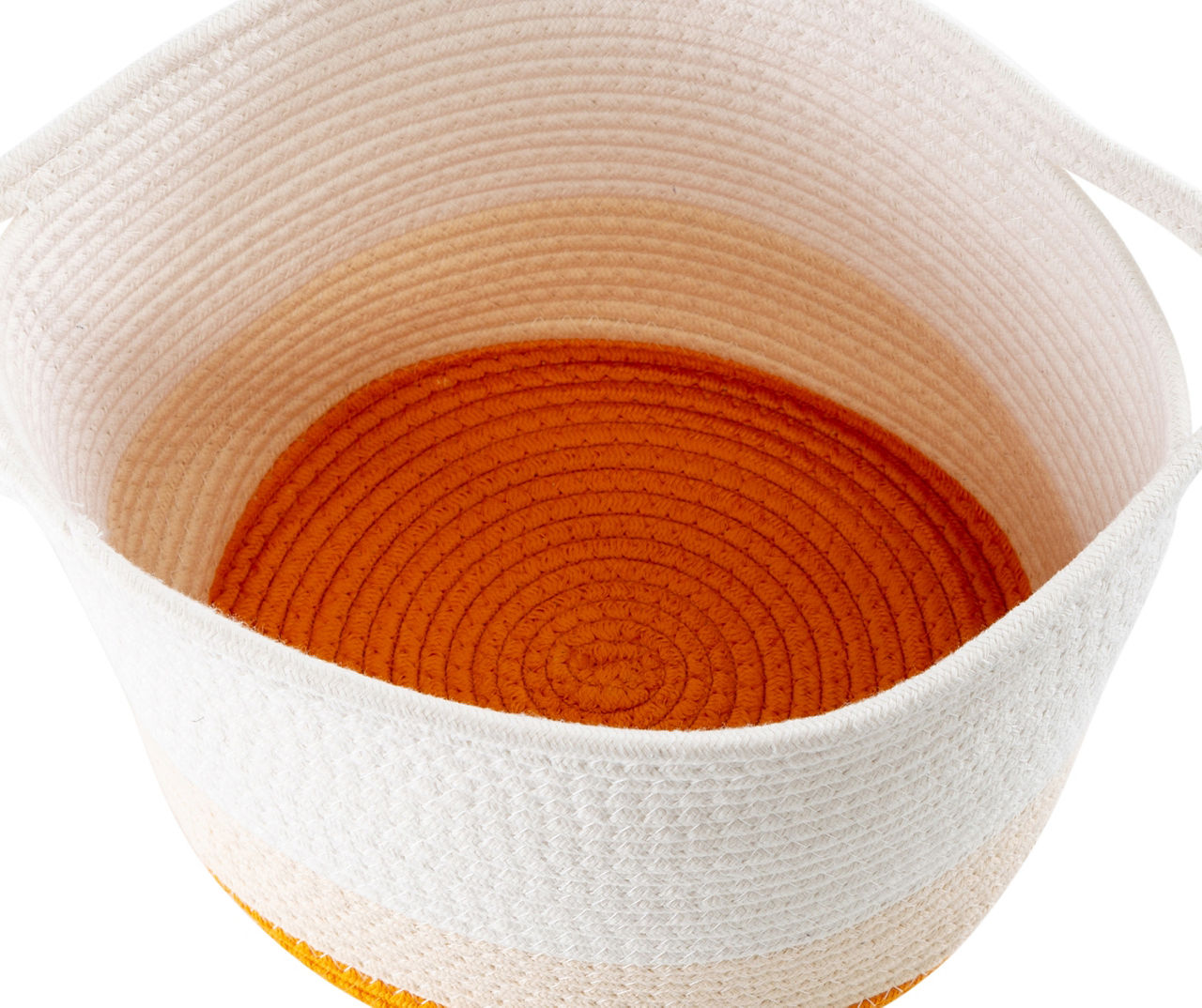 White & Orange Cotton Rope 2-Piece Nesting Storage Basket Set