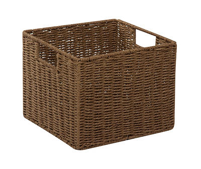 Brown Square Woven Paper Rope Storage Basket