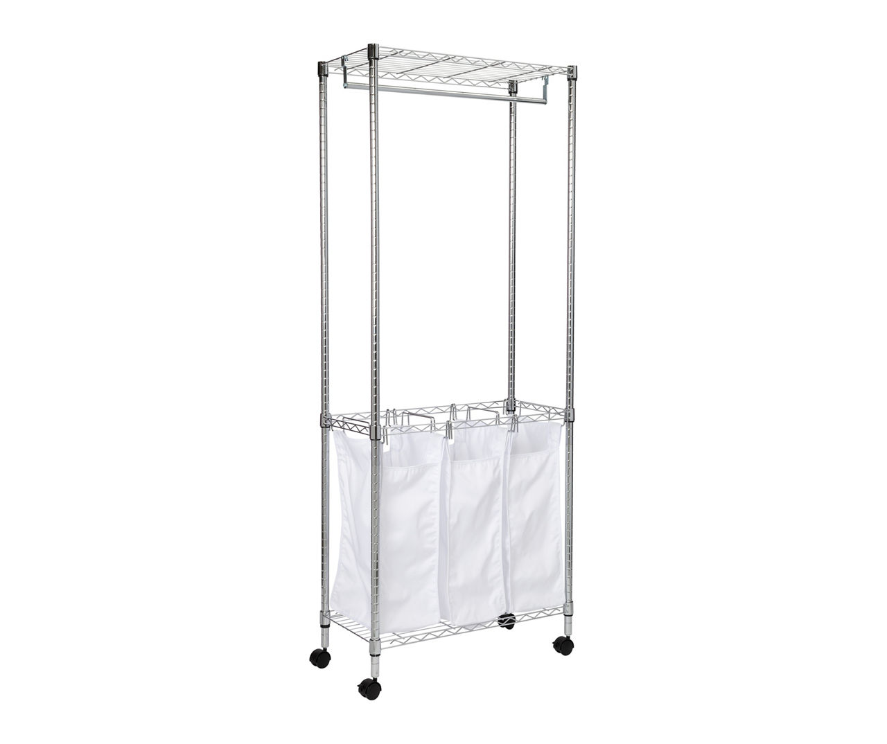 HoneyCanDo Chrome & White Triple Laundry Hamper & Garment Rack Big Lots