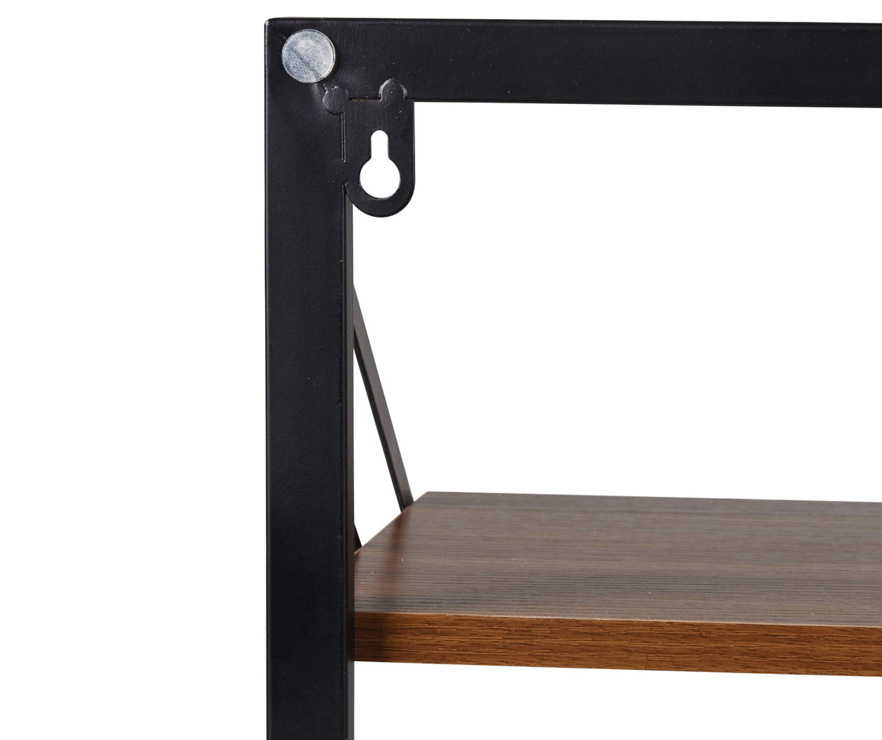 Black & Walnut-Finish Wall-Mounted Hamper With Shelf