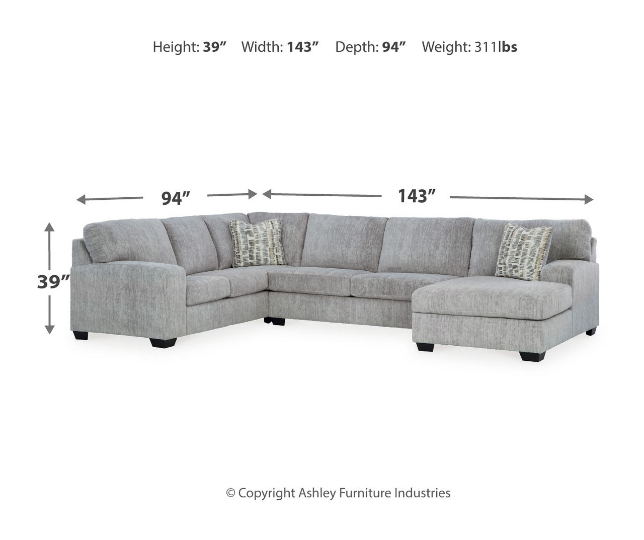 Pembrey Pewter Armless Loveseat Piece