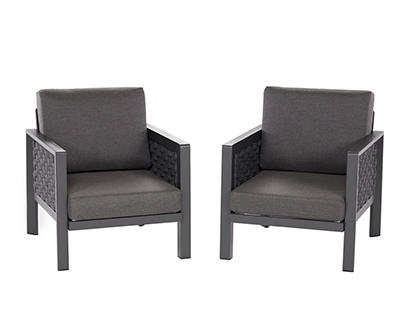Margarita Webbed & Metal Cushioned Patio Chairs, 2-Pack