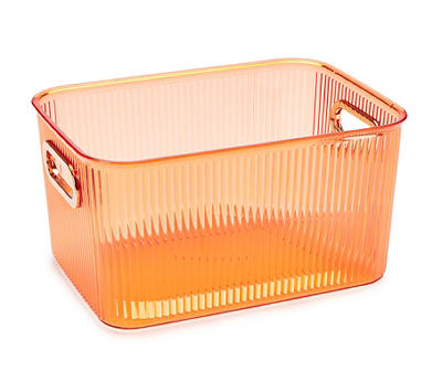 Orange Fluted Acrylic Storage Bin