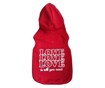 Pet X-Large "Love is All You Need" Red Hoodie