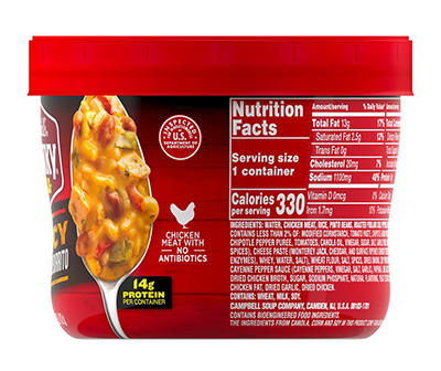 Spicy Chicken Burrito Microwavable Soup Bowl, 15.25 Oz.
