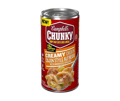 Campbell’s Chunky Soup, Creamy Cajun Chicken Alfredo Soup, 18.8 oz Can