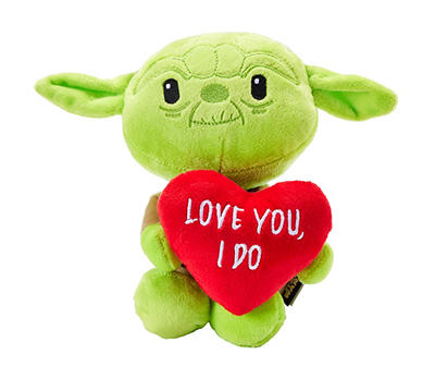"Love You I Do" Yoda & Heart Plush Dog Toy