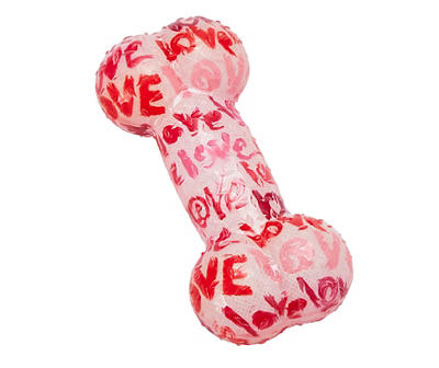 "Love" Pink Bone Squeaker Dog Toy