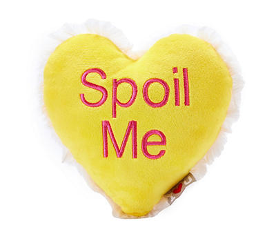 "Spoil Me" Yellow Heart Plush Dog Toy