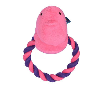 Pink Chick Plush & Rope Dog Toy