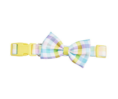 Pet Large Pastel Plaid Bow Tie Pet Collar