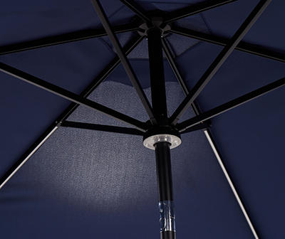 9' Navy Solar Light Tilt Market Patio Umbrella