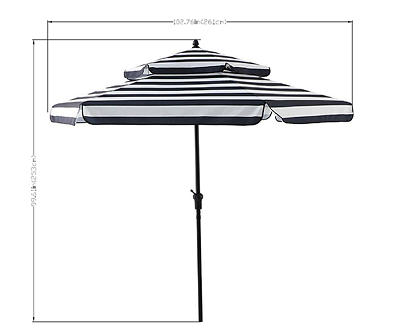 9' Black & White Stripe Tilt Market Patio Umbrella