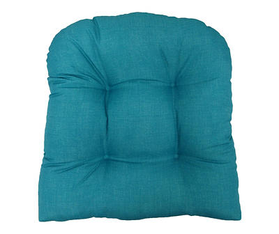Turquoise Tufted Outdoor Wicker Seat Cushions, 2-Pack