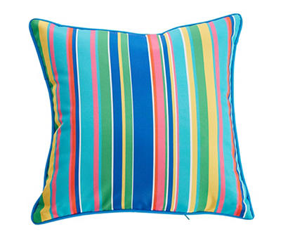 Turquoise Stripe Outdoor Throw Pillow
