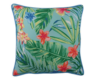 Tropical Turquoise Outdoor Throw Pillow