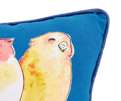 Arbor Navy & Pastel Birds Lumbar Throw Pillow