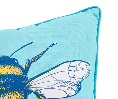 Wave Blue Charming Bee Throw Pillow