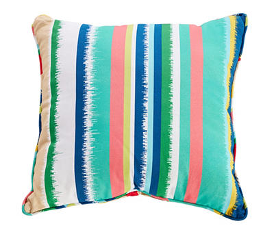 Arbor Navy, Coral & Teal Stripe Throw Pillow