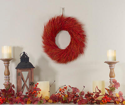 12" Red & Orange Ears of Wheat Wreath
