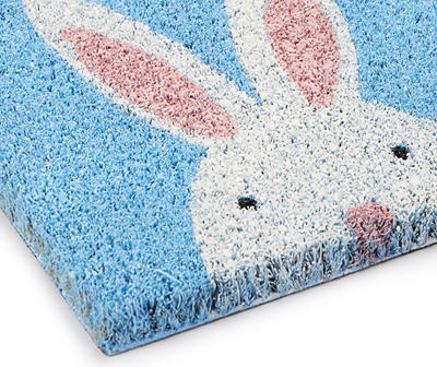 "Welcome" Light Blue Bunny Coir Doormat