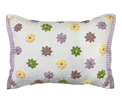 White & Purple Floral Lumbar Throw Pillow
