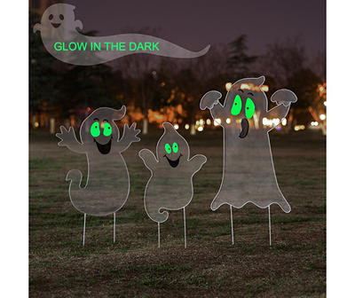 Glow-in-the-Dark Ghost 3-Piece Yard Stake Set
