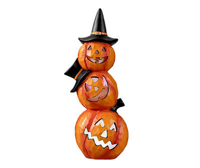 Witch Hat Pumpkin Stack Flashing LED Tabletop Decor